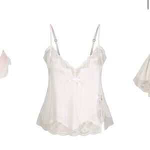 NWT Kat The Label Alyssa Camisole Ivory Lace Satin Cami Sz S Feminine Bride